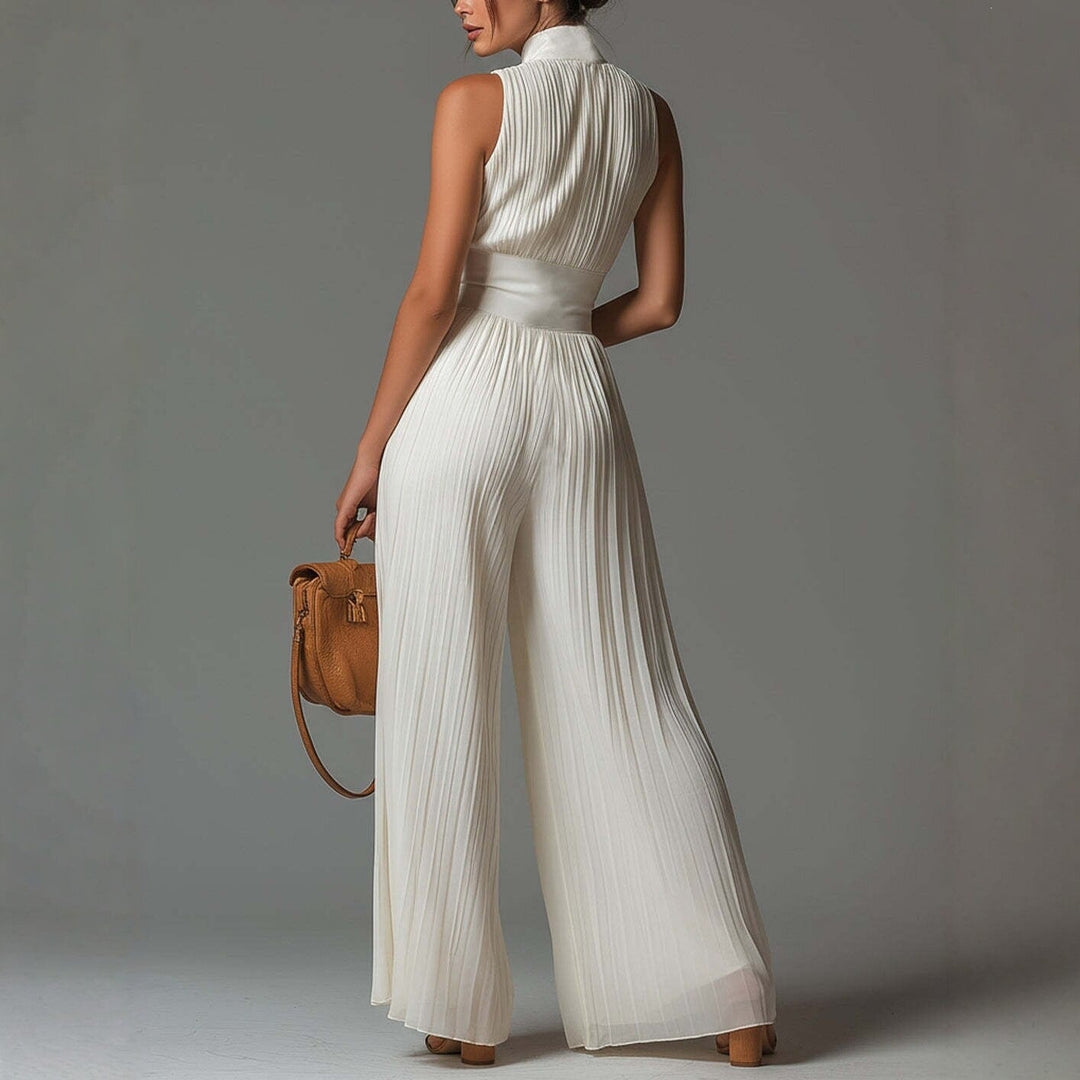 Aurélie – Tuta Plissé in Chiffon con Scollo a V