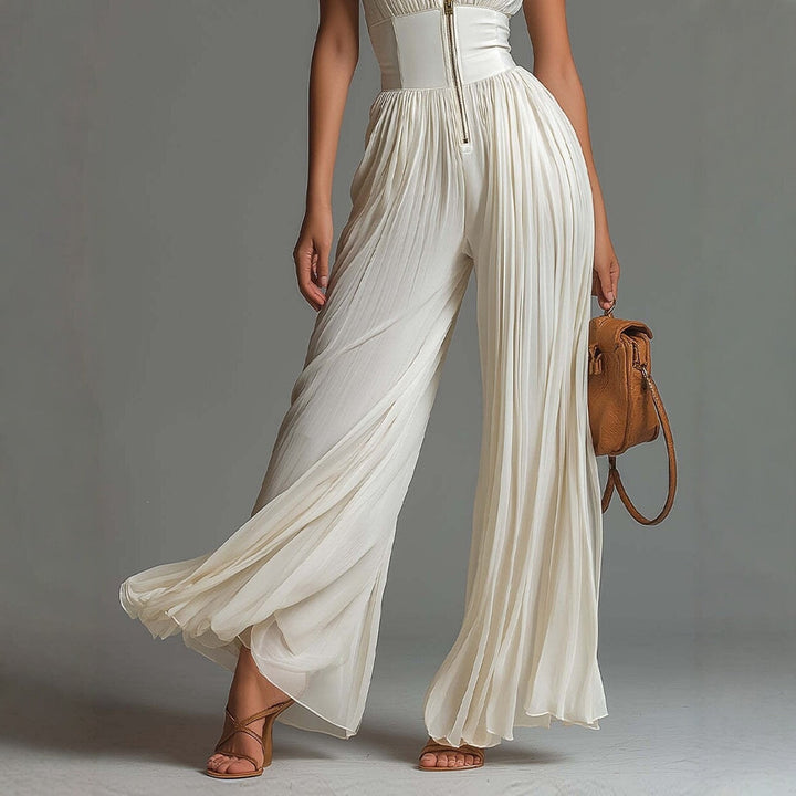 Aurélie – Tuta Plissé in Chiffon con Scollo a V