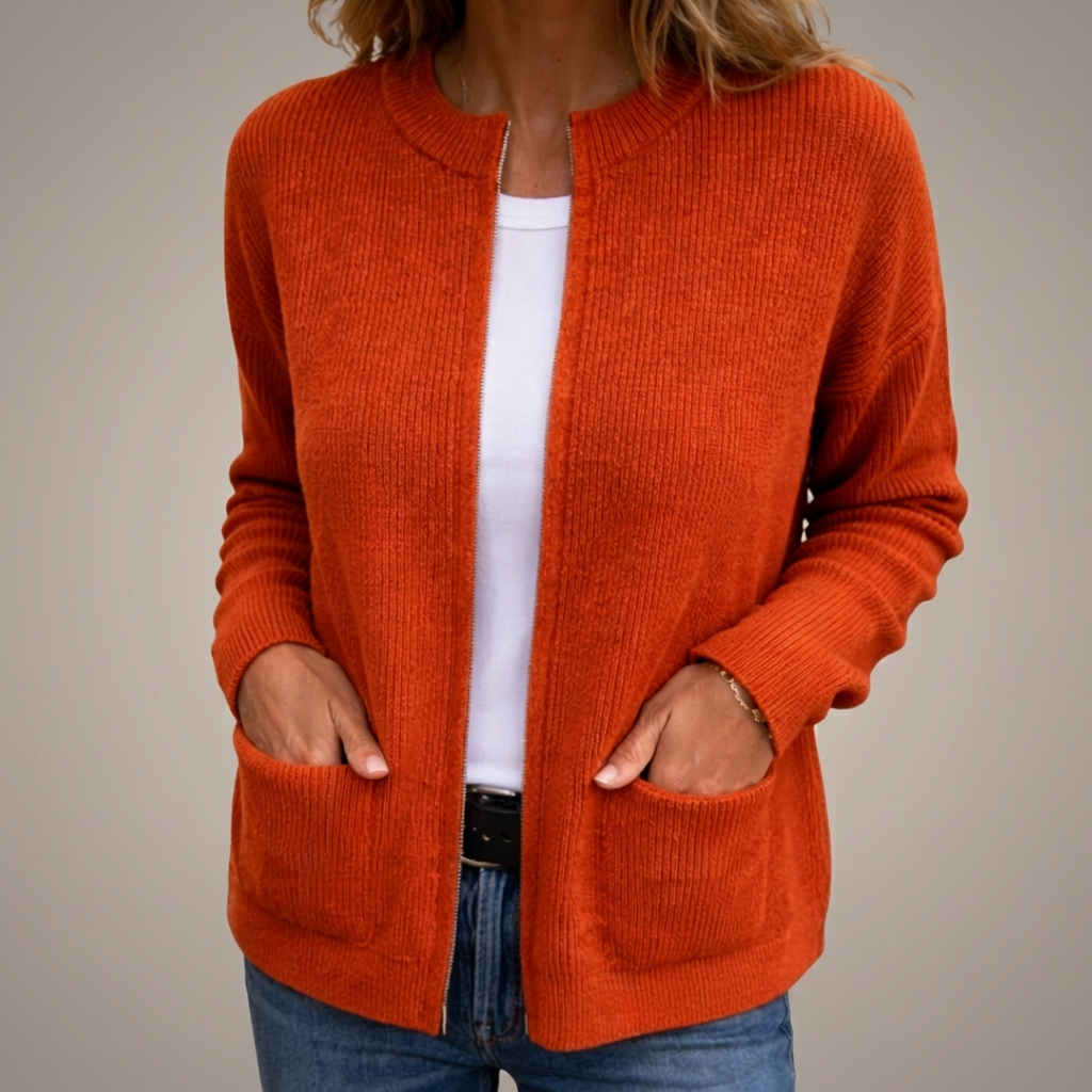 Colette | Gilet con cerniera in maglia pesante con tasche